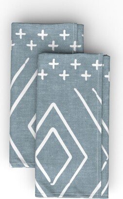 Cloth Napkins: Farmhouse Diamonds Cloth Napkin, Longleaf Sateen Grand, Blue