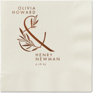 Wedding Napkins: Splendid Spruce Napkin, Brown, Ecru