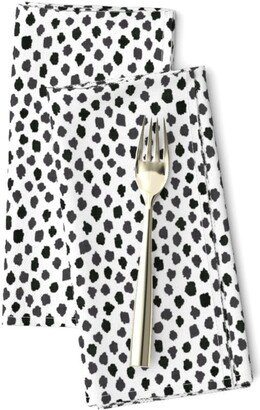 Black & White Dinner Napkins | Set Of 2 - Inky Spots By Danika Herrick Dots Modern Minimal Shagreen Cloth Spoonflower