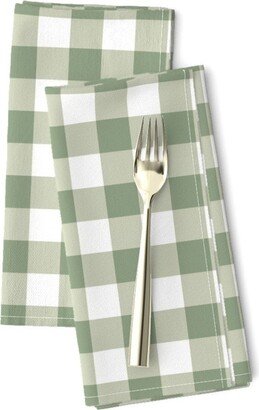 Traditional Plaid Dinner Napkins | Set Of 2 - Green By Pipaluk Co Sage Eucalyptus White Geo Cloth Spoonflower