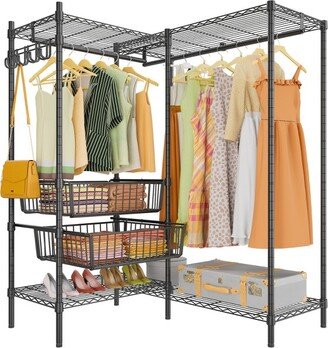 VIPEK L9 L Shape Garment Rack Heavy Duty Clothing Rack, Freestanding Clothes Rack Metal Wardrobe Closet Rack, Black - Black