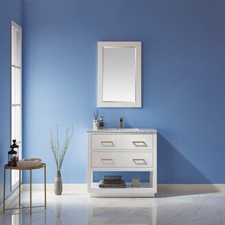 Altair Remi Single Bathroom Vanity Set and Carrara White Countertop with Mirror