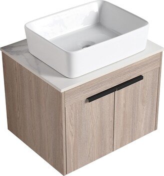 TONWIN 24 Inch Modern Design Floating Bathroom Vanity With Ceramic Basin Set