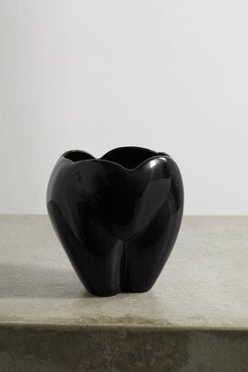 Bottom Of My Heart Glazed Ceramic Vase - Black