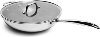 Lexi Home Tri-ply 5 Qt. Stainless Steel Nonstick Wok with Glass Lid