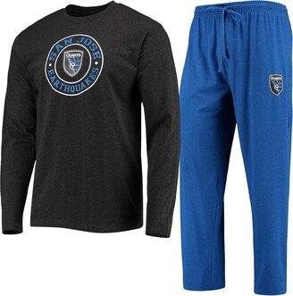 Men's Concepts Sport Black and Blue San Jose Earthquakes Meter Long Sleeve T-shirt and Pants Sleep Set - Black, Blue