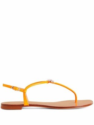 Hollie Crystal leather flip flops