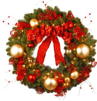 National Tree Company 36In Decorative Collection Cozy Christmas Wreath With Red And Clear Lights