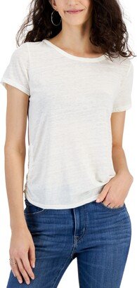 Juniors' Side-Ruched Short-Sleeve T-Shirt