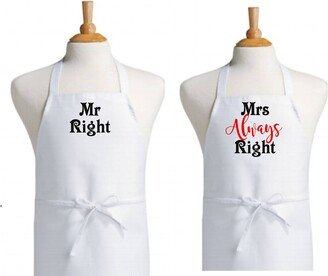 Mr Right Mrs Alway Couples Aprons/Bridal Couple Gifts Home Warming Gift - Lovebirdslane