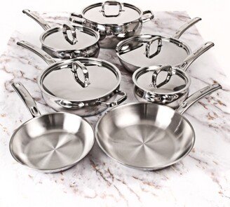 12Pc 18/10 Stainless Steel Cookware Set with Stainless Steel Lid, Belly Shape