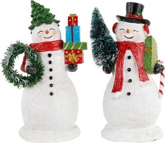 Northlight Set of 2 Christmas Shopping Snowmen Tabletop Figurines 8