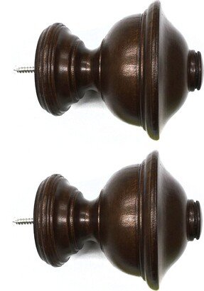 Pair/For 1 3/8 Inch Rod Drapery Wood Finial For 3/8