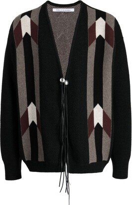 Patterned Intarsia-Knit Wool Cardigan