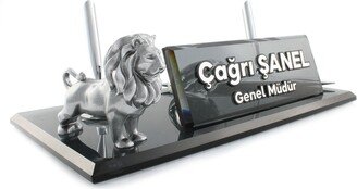 With Lion Figure Personalized Name Plate For Desk Signage Sign Modern Office Business Decor Executive Plate, Custom Name Sign