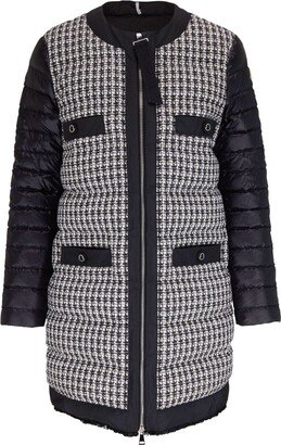 Tweed-Panelled Puffer Coat