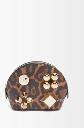 Carasky Leopard-print Leather Cosmetics Pouch