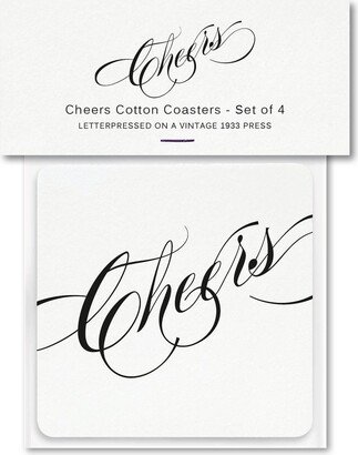 Cheers Letterpress Coasters - Pack Of 4