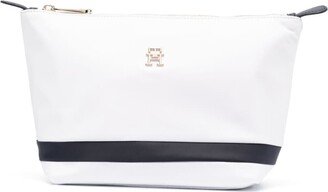 Monogram-Plaque Zip-Up Make Up Bag