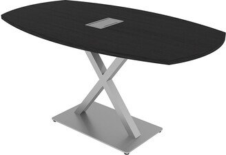 Skutchi Designs, Inc. 5 Foot Arc Boat Conference Room Table with X Base Data And Electric