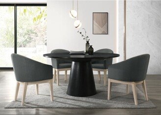 Lilola Home Jasper Ebony Black 5 Piece Round Dining Table Set with Gray Chairs