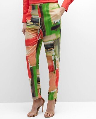 Hikaru Tapered Abstract-Print Ankle Pants