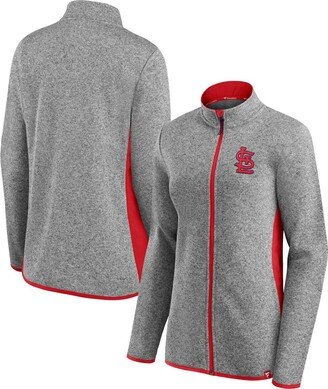 Women's Branded Heathered Charcoal St. Louis Cardinals Primary Logo Fleece Full-Zip Jacket