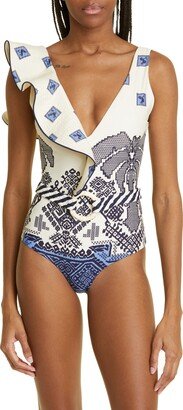 Wind Weaver Ruffle Detail One-Piece Swimsuit