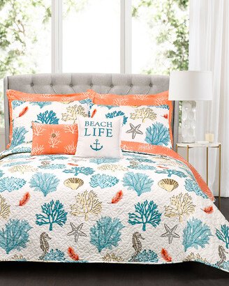 Coastal Reef Feather Quilt Set