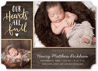 Birth Announcements: Naturally Heartfelt Boy Birth Announcement, Brown, 5X7, Matte, Signature Smooth Cardstock, Ticket