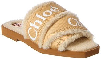 Woody Canvas & Shearling Slide-AA