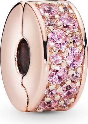 Cubic Zirconia Pink Pave Fixed Clip Charm