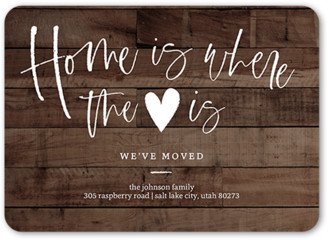 Moving Announcements: Heart Home Moving Announcement, Brown, 5X7, Standard Smooth Cardstock, Rounded