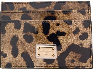 Cardholder In Printed Leo Shiny Calfskin Enriched With Logoed Plaque.