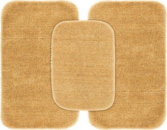 3pc Traditional Nylon Washable Bathroom Rug Set Linen