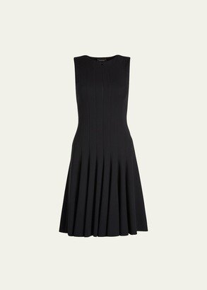 Sleeveless Zip-Front Seamed A-Line Dress