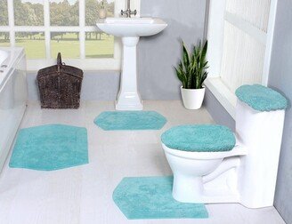 Home Weavers Inc Set of 5 Waterford Collection Turquoise Cotton Tufted Bath Rug Set - Home Weavers