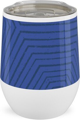 Travel Mugs: Concentric Hexagons - Cobalt Stainless Steel Travel Tumbler, 12Oz, Blue