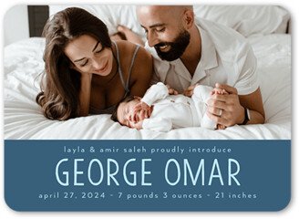 Birth Announcements: Bright Welcome Birth Announcement, Blue, 5X7, Matte, Signature Smooth Cardstock, Rounded