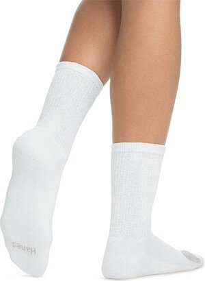 Women's 6-Pair Plush Comfort Toe Seam Crew Socks (White/Grey Vent) Sock