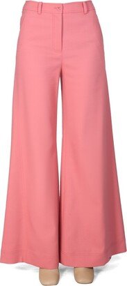 Buttoned High-Waisted Flared Pants