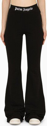 Black cotton flared trousers