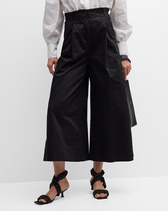 Sargent Embroidered Pleated Wide-Leg Pants