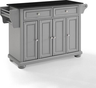 Alexandria Kitchen Island with Granite Top Vintage Gray/Black