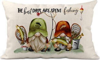 Fishing Gnome Lumbar Pillow Cover, Decor, Lodge Pillow, Lake House Bass Decor Living Room 7-Sum003