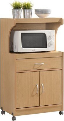 Hodedah Import Microwave Kitchen Cart in Beech Brown - Hodedah