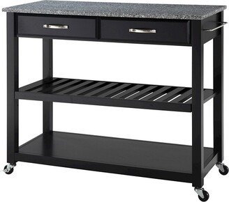 Solid Granite Top Kitchen Cart/Island with Optional Stool Storage