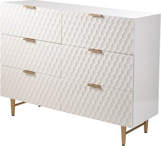 6 Drawer with Handles Accent Dresser Cream/Gold