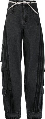 Stripe-Detail Mid-Rise Jeans