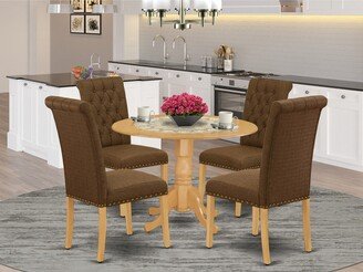 7 Pc Dining set with a Kitchen Table and 6 Wood Seat Kitchen Chairs in Oak Finish-AB